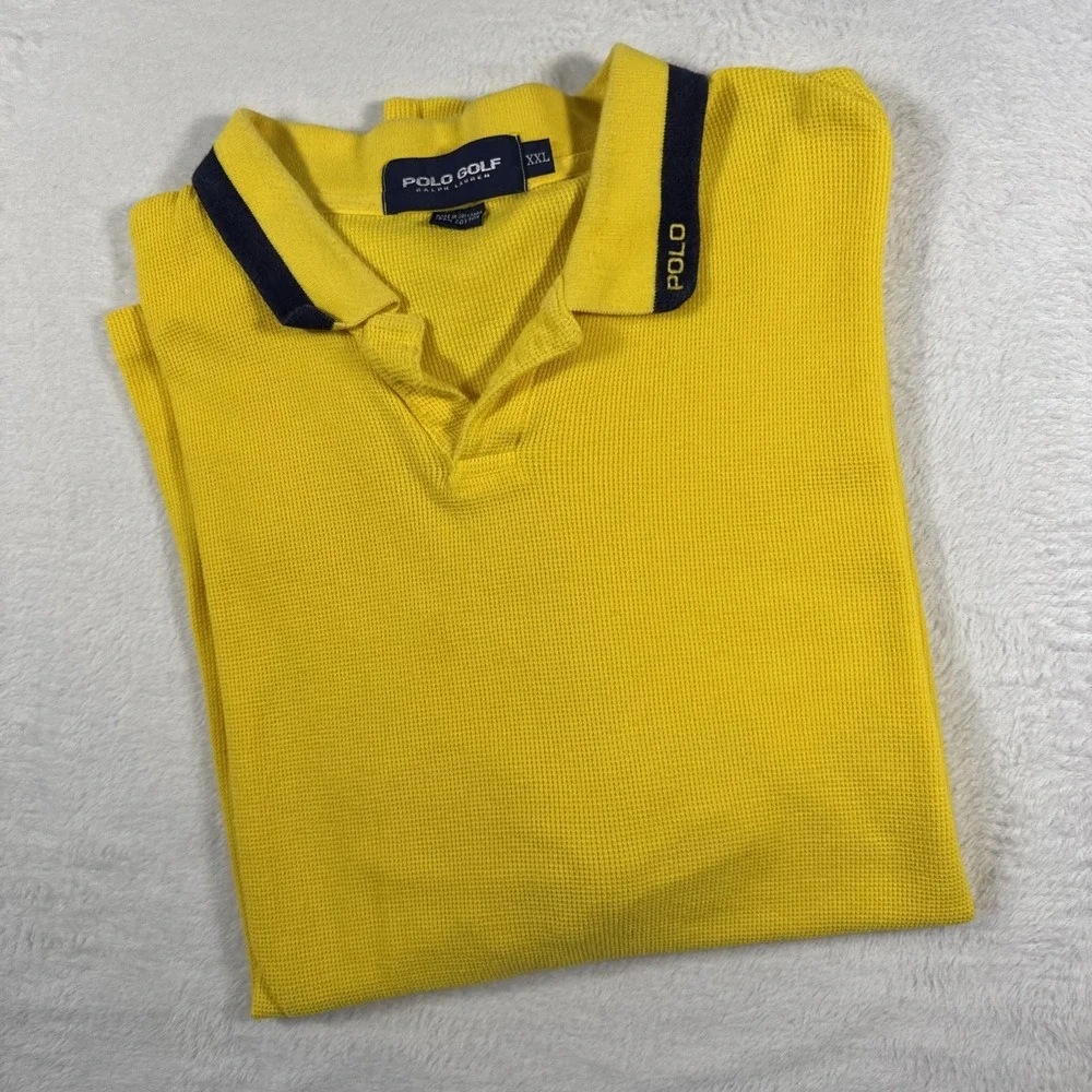Ralph Lauren Vintage Polo Adult Shirt 2XL Yellow Casual Golf‎ Tennis Preppy Men